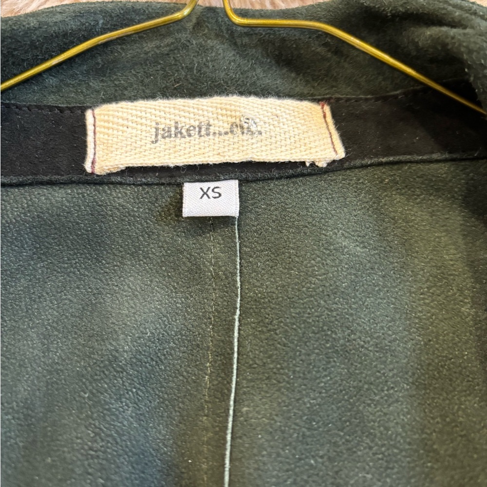 Women’s Forest Green Suede Blazer Jacket - Picture 3 of 4